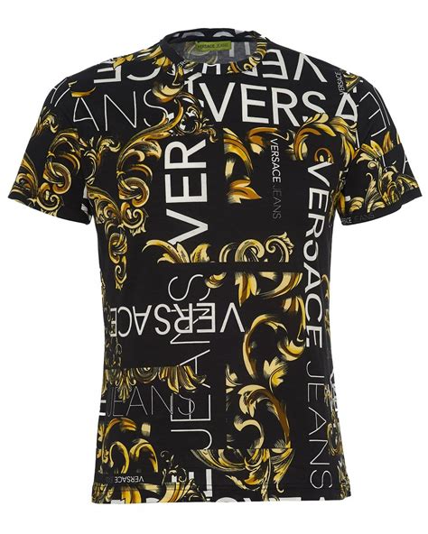 versace jeans baroque print t shirt black|Versace Jeans Couture T.